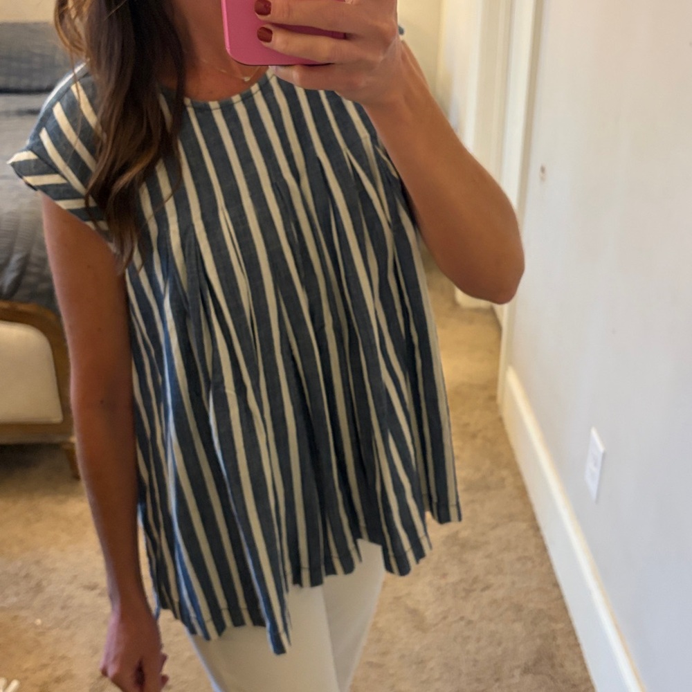 Madewell Blue and White Striped Top